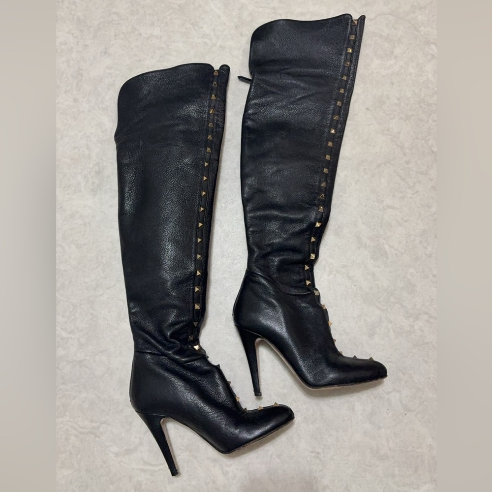 Valentino Black Over the Knee Boots with Studs